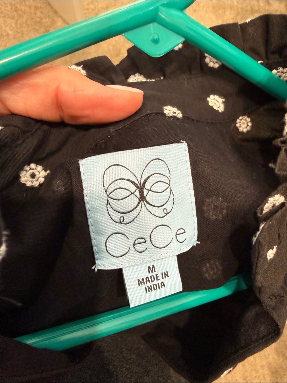 CeCe Black Dress with White Dot Floral Print - Picture 3 of 3